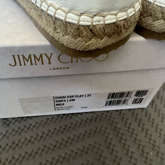 Jimmy Choo Cream Espadrilles with Crystal Embellishment